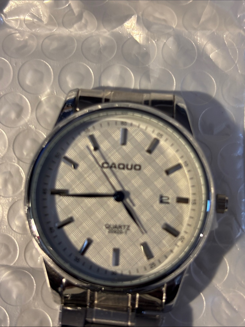 Silver Stainless Steel Men’s Quartz Watch with White Dial